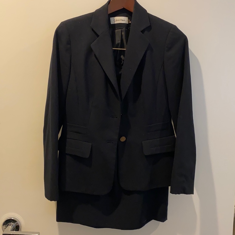 Calvin Klein black suit with matching skit - size 2